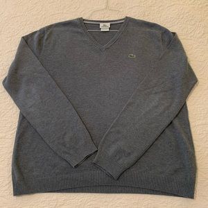 Lacoste V Neck Grey Sweater